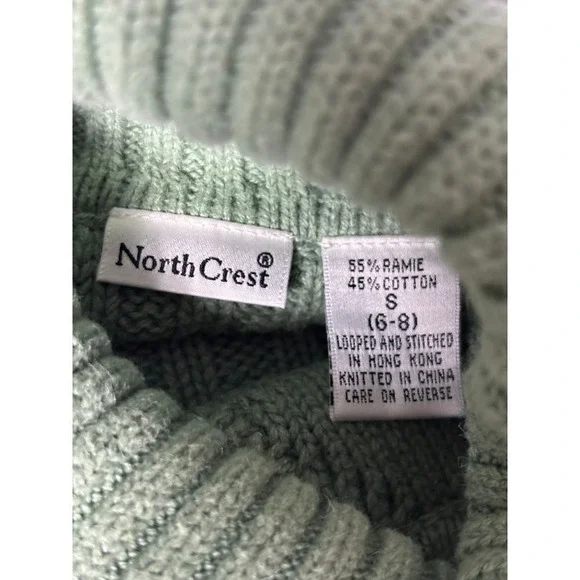North Crest Sage Green Cable Knit Turtleneck Sweater Cozy‎ Ribbed Pullover S - Picture 2 of 6